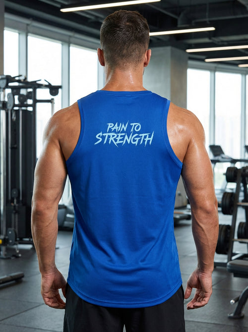 Pain To Strength Sustainable Men's Sports Vest - Lightning Blue