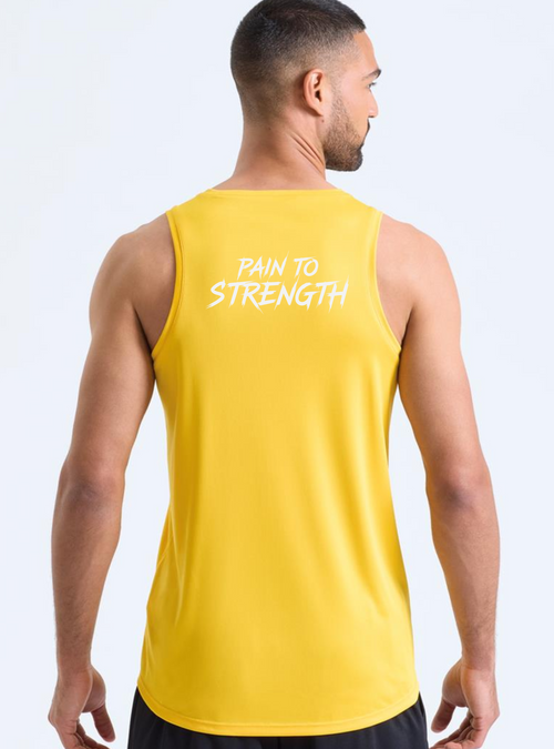 Pain To Strength Sustainable Men's Sports Vest - Mango Delight